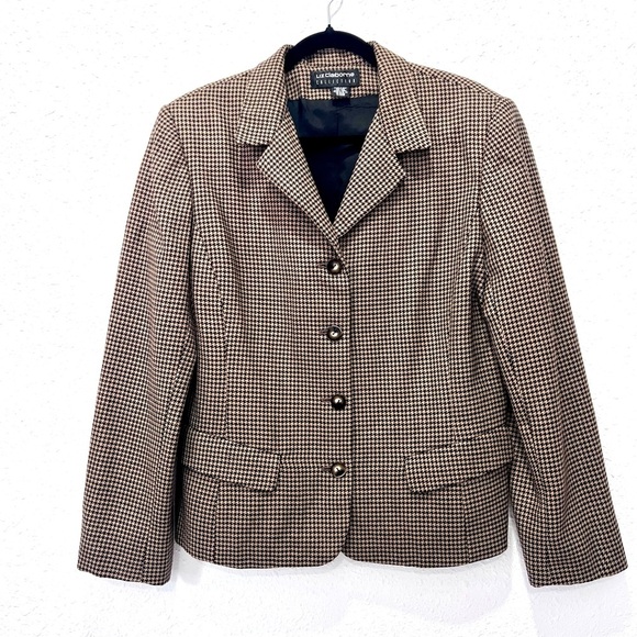 Liz Claiborne 100% wool Black and White Blazer Classic Tailored Design L - Picture 4 of 9